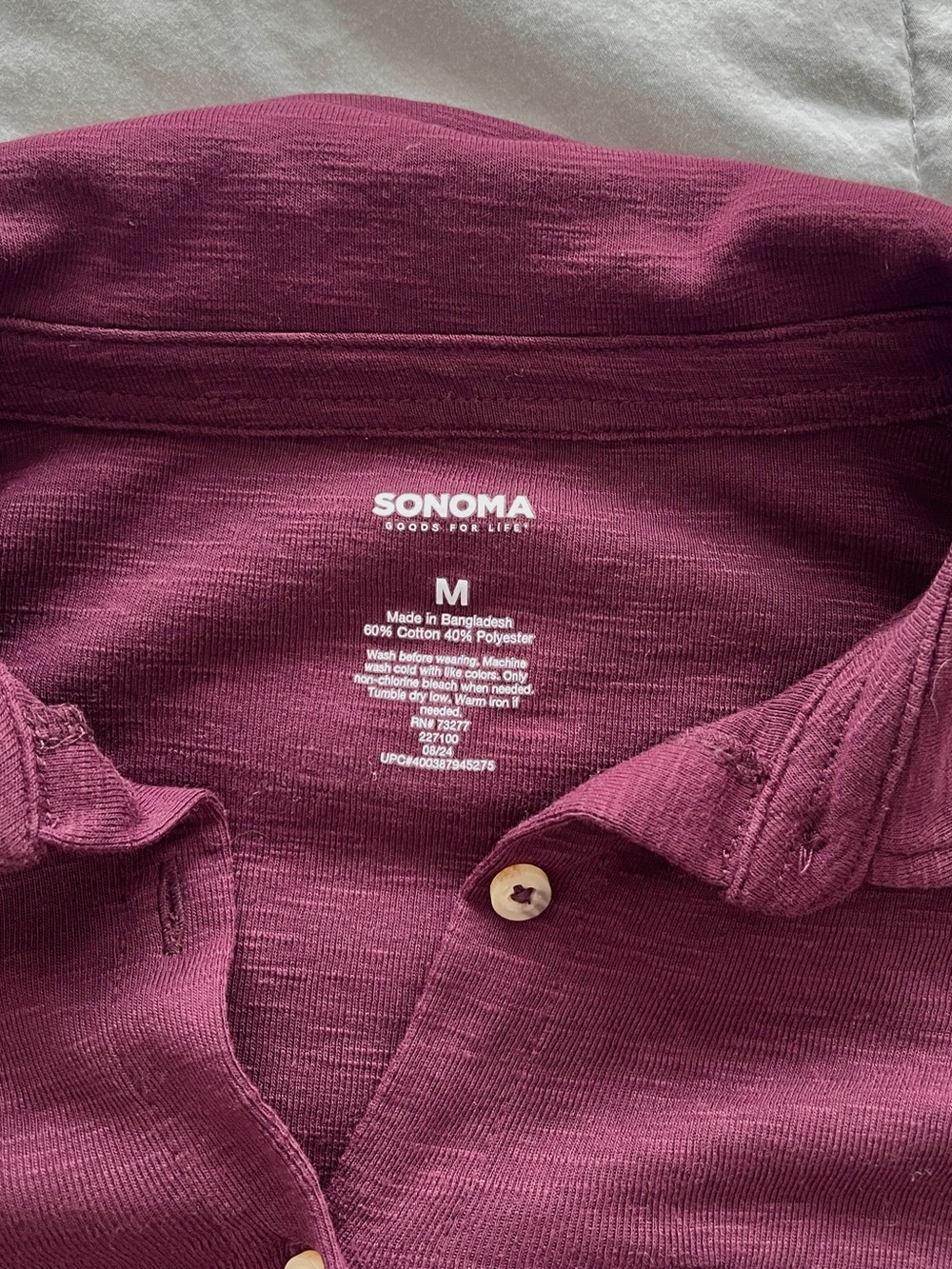 Women's Slub Knit Long Sleeve Button-Front Shirt - Plum - Picture 4 of 4